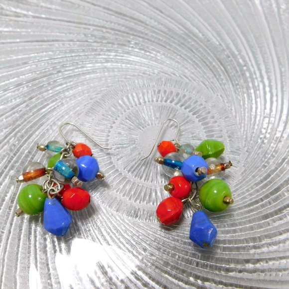 Beaded Cluster Dangle Earrings Multi Color - Picture 7 of 9